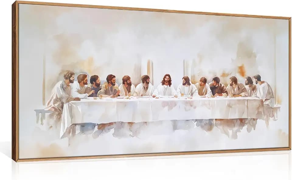 KAIRNE Jesus Last Supper Christian Framed Canvas Wall Art Set-40"x20"x1