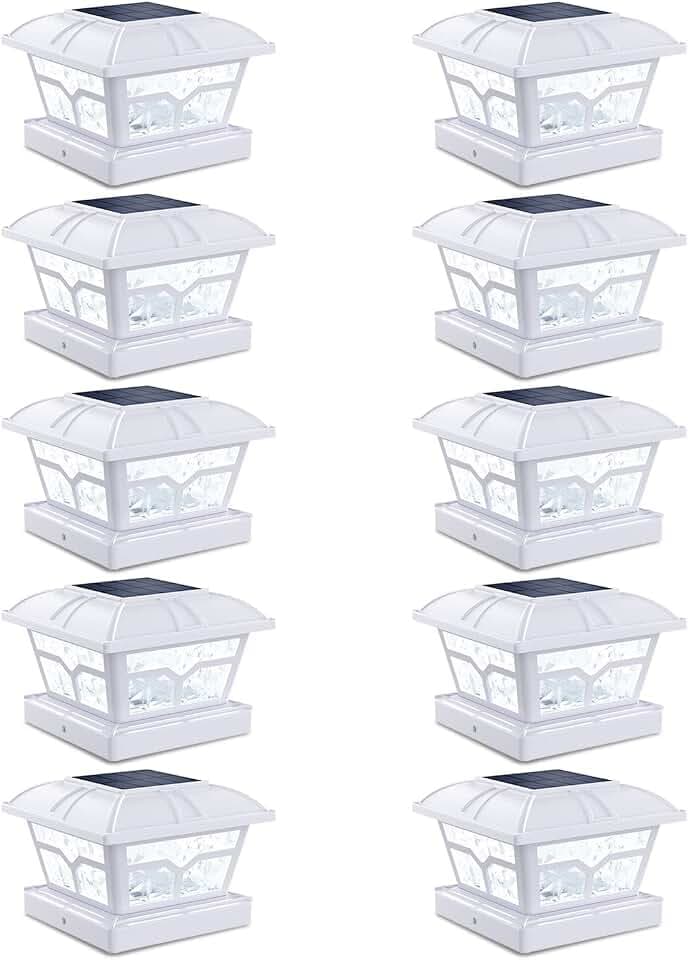 SIEDiNLAR Solar Post Cap Lights Outdoor 2 Modes, 10 Pack, White, Warm/White
