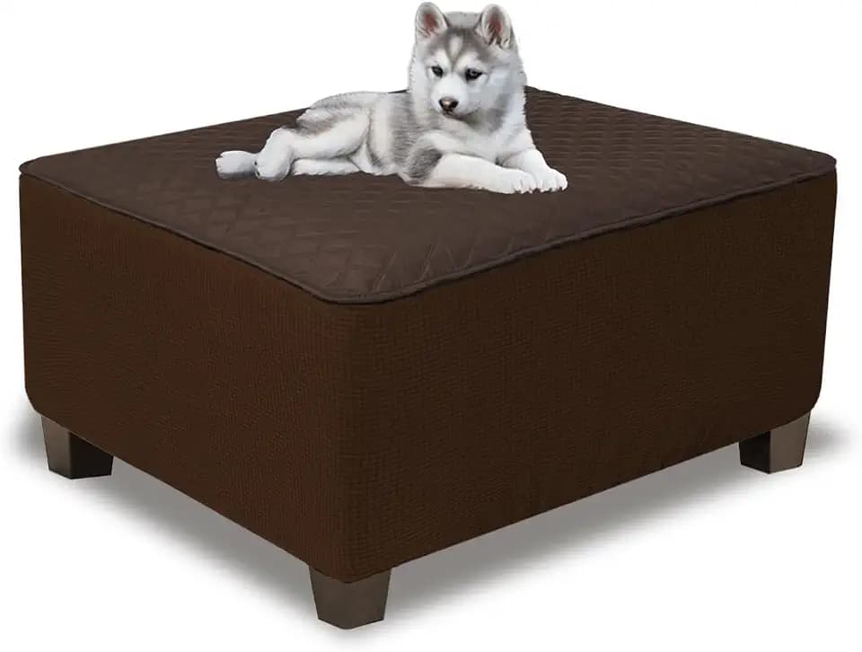 NeColorLife Waterproof Rectangle Ottoman Cover,Large,Chocolate&Dark Coffee