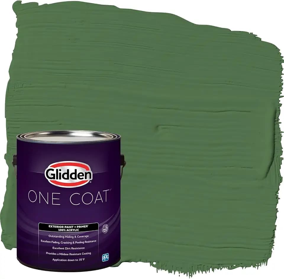 Glidden Exterior Paint + Primer: Green/Clover Leaf, One Coat, Flat, 1-Gallon
