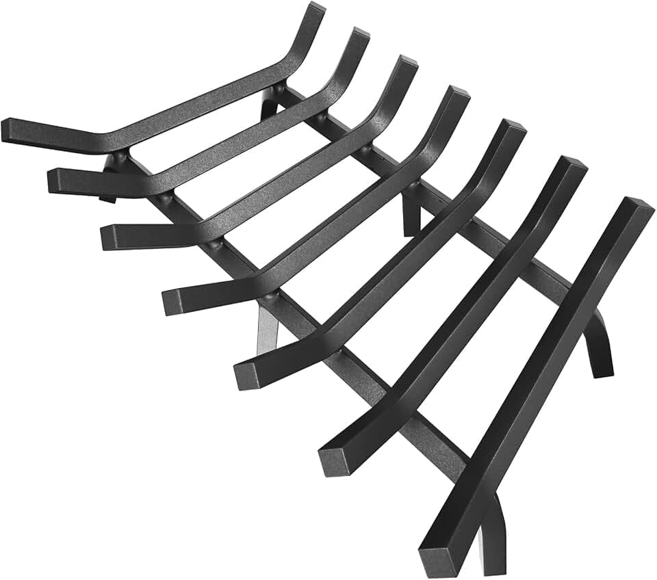 Mr IRONSTONE Fireplace Grate 30 inch Solid Steel Heavy Duty Firewood Log Burning Rack Fire Grates for Outdoor Kindling Tools Pit Indoor Fireplace Log Holder Wrought Iron Wood Stove