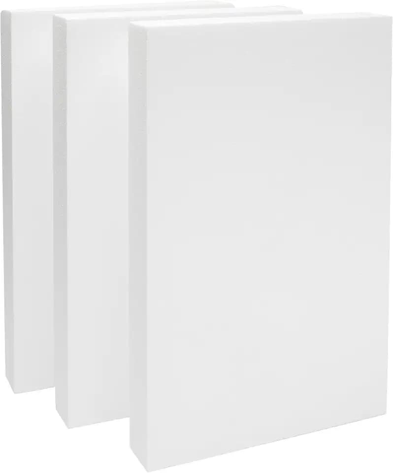Rectangular Foam Blocks - Easy-to-Carve Sculpting Foam - Diorama Base Rectangles for Model Displays - Versatile Craft Pack for DIY Craft - Pack of 3, 17 x 11 x 2 in, White