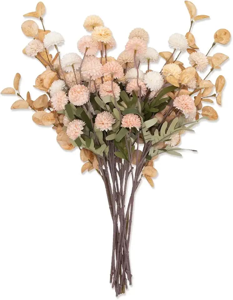 ZMTECH 12 Pcs Artificial Mums Flowers for Vase, Fake Fall Chrysanthemums Plant, Autumn Floral Arrangements for Inside, Garden, Yard (12, Mixed Pink)