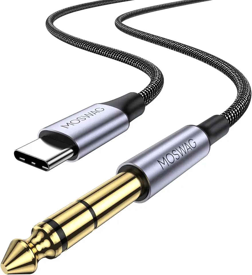MOSWAG USB C auf 6,35 mm Jack TRS Aux Stereo Audio Kabel Adapter 1M