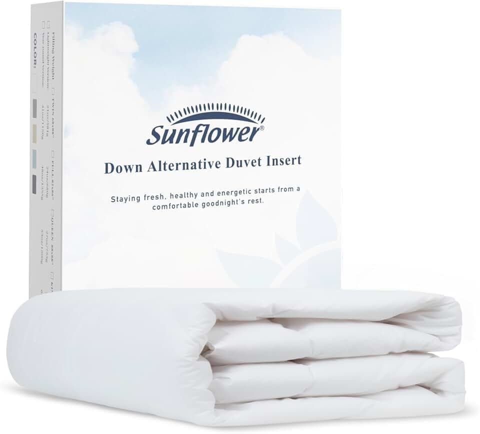 sunflower California King Duvet Insert Cotton Cover for Summer, White
