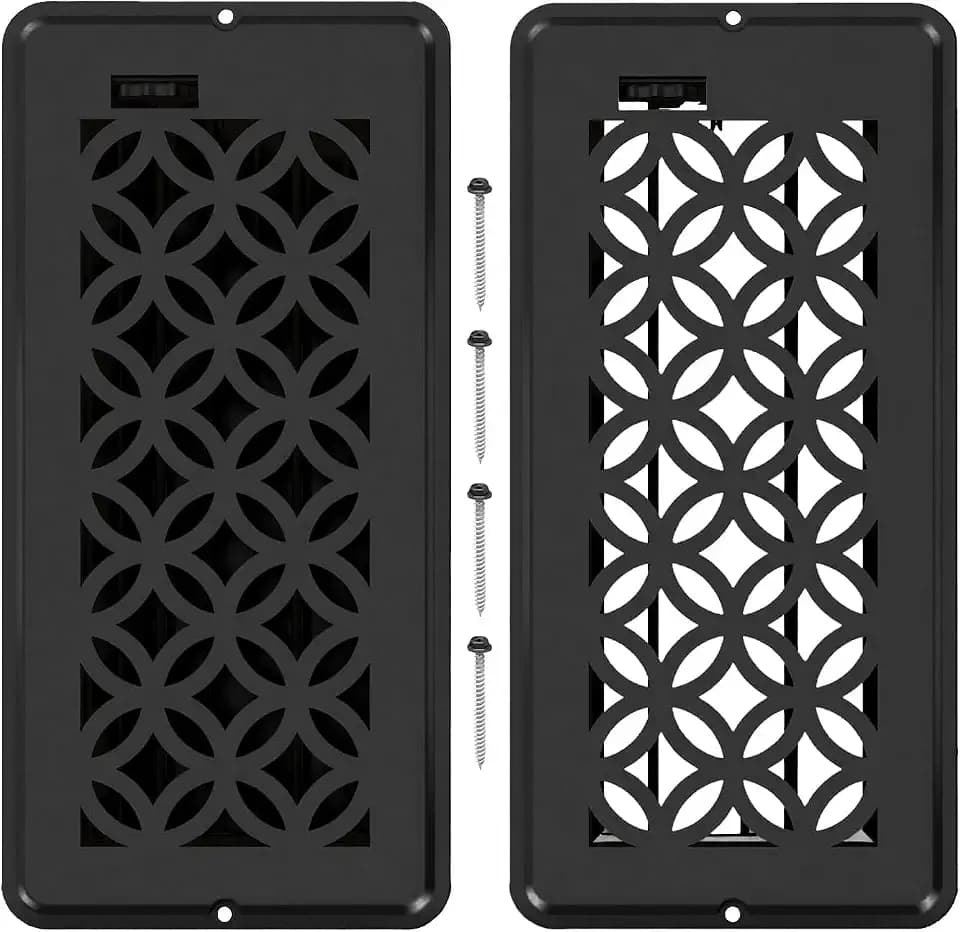 2 Pack Floor Vent Covers, Floor Register 4x10, Adjustable Decorative Vent Covers for Home Floor Ceiling or Sidewall Vent, Heavy Duty Walkable Steel Floor Vents, Rust-Proof Finish (Black)