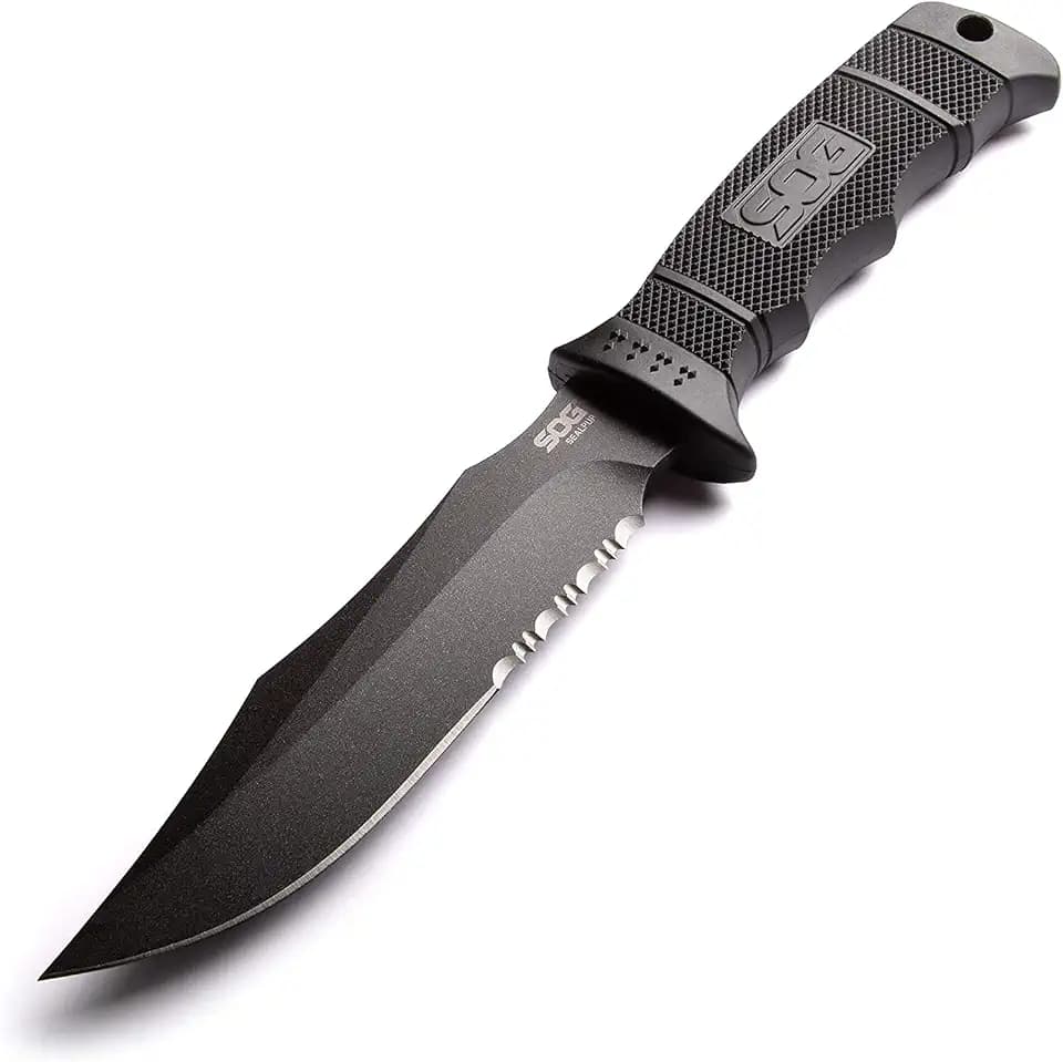 SOG Fixed Blade Knives with Sheath - SEAL Pup Tactical Knife, Survival Knife and Hunting Knife w/ 4.75 Inch Blade and Knife Sheath