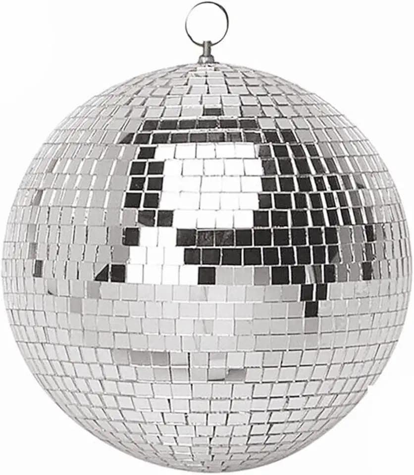 8 Inch Mirror Disco Ball Hanging Disco Ball for Party Stage Wedding Holiday Decoration, Silver