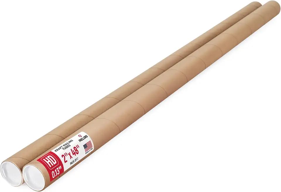 2" x 48" Heavy Duty Made in USA Kraft Paper Mailing Tube, 2 Tubes, 4 Caps