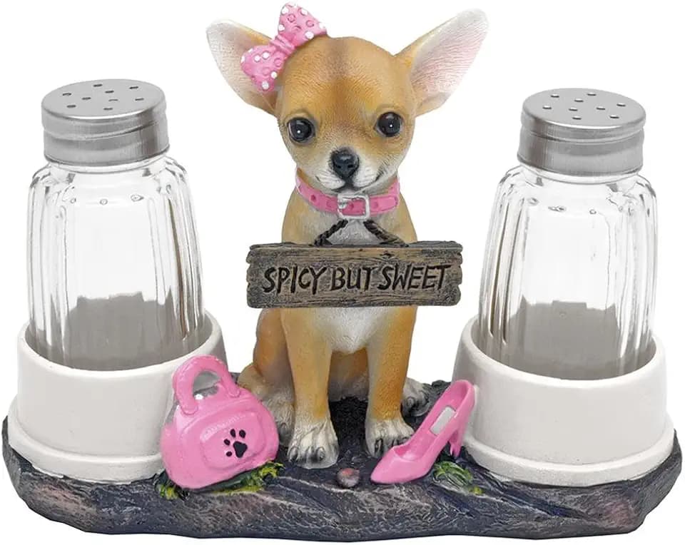 DWK Animal Holder with Salt And Pepper Shaker Set (3 Piece) | Kitchen Décor and Accessories | Salt and Pepper Shakers | Home Décor | Home Decorations… (Chihuahua)