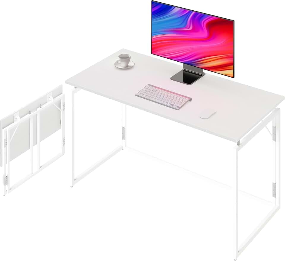 alawooder 39.4" Folding Desk: No Assembly, Wood Top for Small Spaces