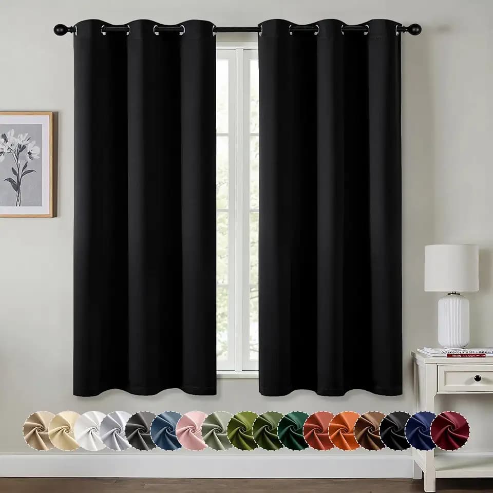 MIULEE Blackout Curtains for Bedroom 2 Panels 34 x 63 Inch Long Black