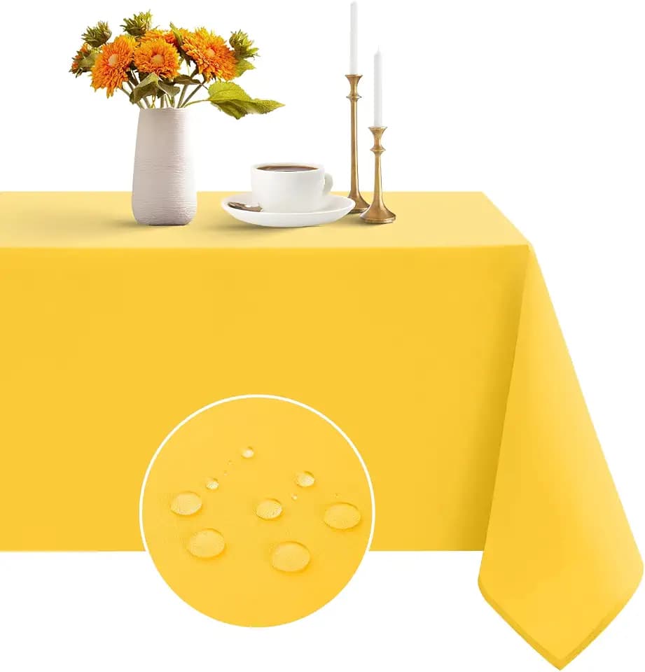 Romanstile Spring Rectangle Tablecloth - Waterproof and Wrinkle Resistant Washable Polyester Table Cloth for Kitchen Dining/Party/Wedding Indoor and Outdoor Use (52 x 70 inch, Yellow)