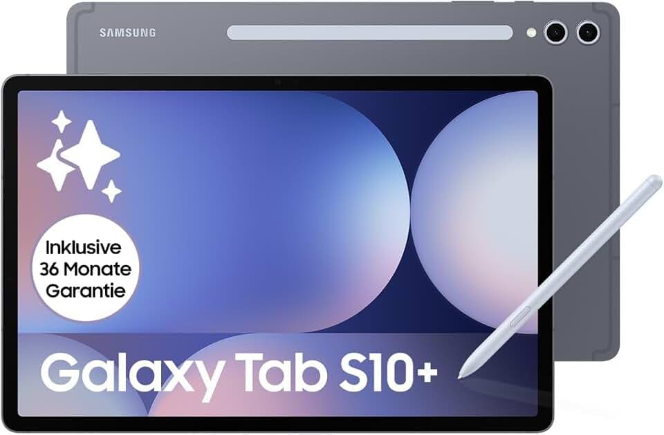 Samsung Galaxy Tab S10+ AI Tablet, Android Tablet, 12 GB RAM, 512 GB Speicher, AMOLED-Display, Antireflexionsbeschichtung, Inkl. S Pen, WiFi, Moonstone Gray, 36 Monate Herstellergarantie