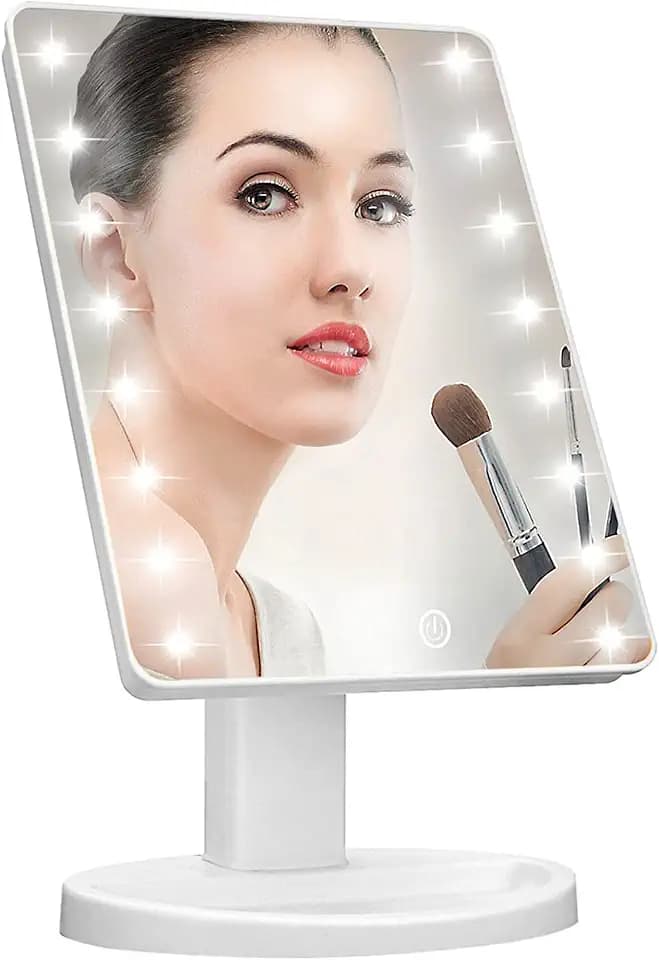 KOOKIN Makeup Mirror with Lights, Touch-Control Dimming Desk Mirror, White