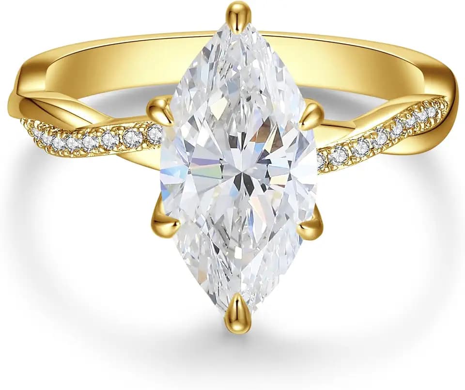 4CT Marquise Moissanite Engagement Ring, Infinity Twisted Style