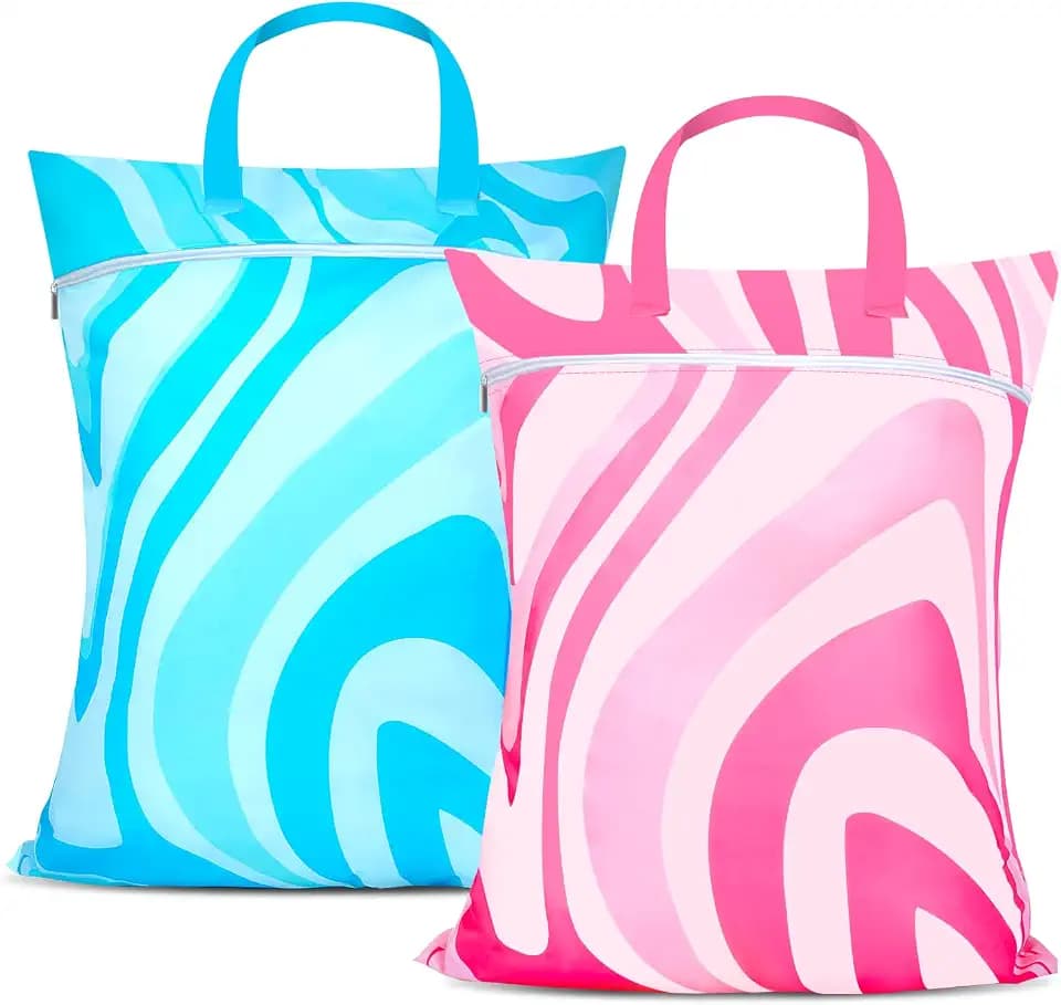 2 Pcs Large Travel Laundry Bags - Waterproof with Handle, Washable Dirty Clothes Bags for Travel, Wet & Dry Bag, Bathing Suit & Gym Clothes Laundry, Swimming Pool & College Dorm