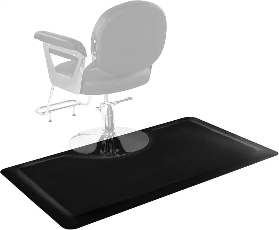 VEVOR Salon Mat for Hair Stylist, 3 x 5 FT Rectangle Salon Chair Mat Anti Fatigue, 1/2" Thickened PVC + NBR Barber Shop Floor Mat with Round Cut Out, Anti-Trip Beveled Edges & Non-Slip Bottom