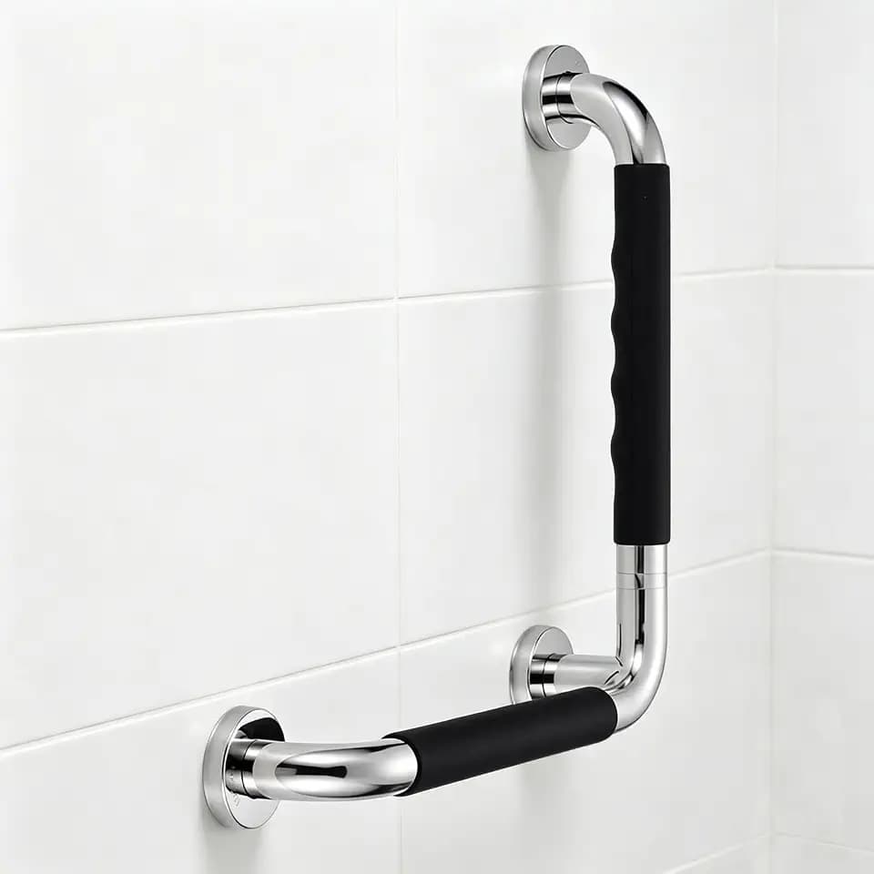 Haltegriffe für senioren,40 * 40cm Haltegriff Dusche,L-Förmiger Haltegriff aus Edelstahl gefertigt,304 Edelstahl Badezimmer Sicherheitsgriff Schwangere Frauen, Senioren und Handicap