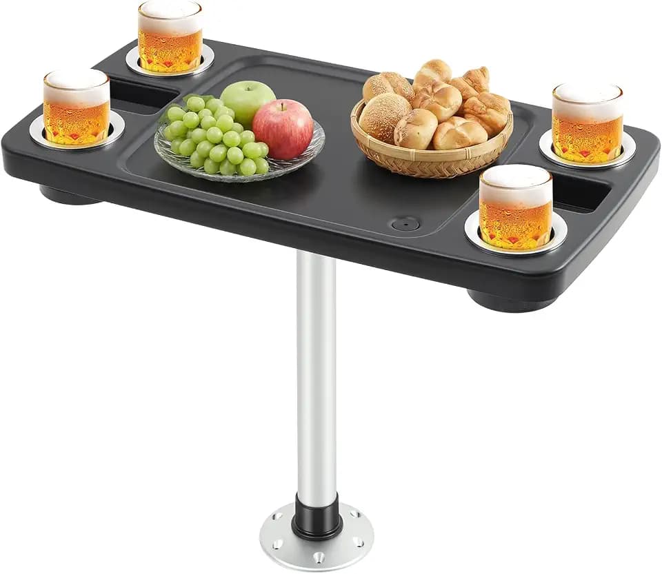 Boat Table Set 18"x34" Black Tabletop, Pontoon Accessories