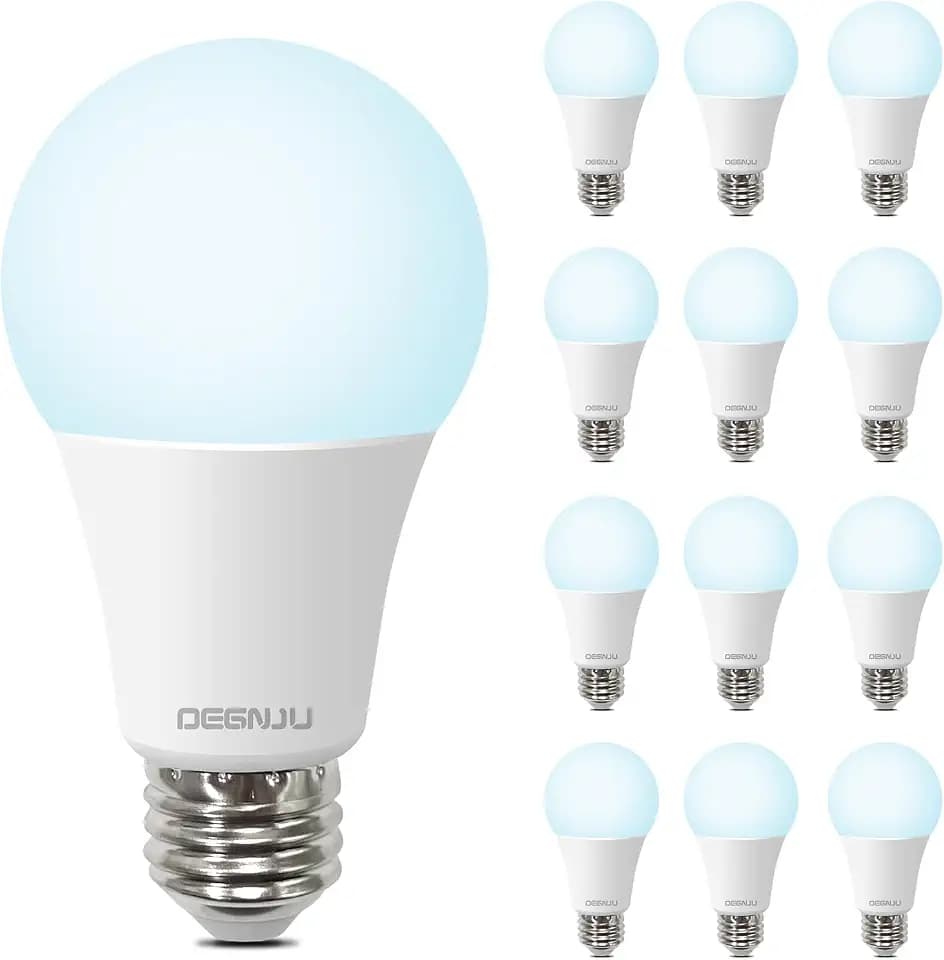 DEGNJU LED Light Bulbs, 100 Watt Equivalent LED Bulbs A19, 5000K Daylight Light Bulb, 1500 Lumens, E26 Standard Base, Non-Dimmable, 13W Bright White LED Bulbs for Bedroom Home Office, 12 Pack