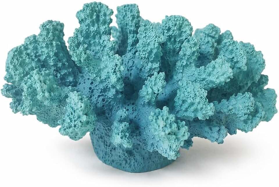 Coastal Beach Ocean Coral Decor, Resin Faux Coral Ornament for Home Tabletop & Shelf Decoration, Perfect Nautical Gift for Beach & Ocean Lovers (Blue)