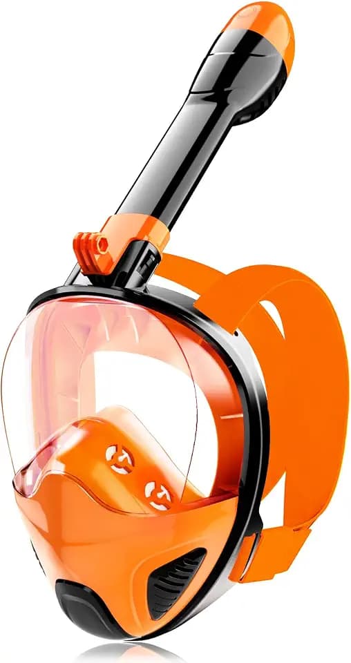 Full Face Snorkel Mask for Adults Teen, Snorkeling Gear with Detachable Camera Mount, Panoramic 180° View, Anti-Fog Anti-Leak Snorkling Set for Man and Women