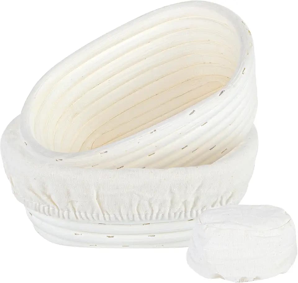 Restaurantware Oval Rattan Banneton Proofing Basket, 2 Cotton Liners, 10 Ct