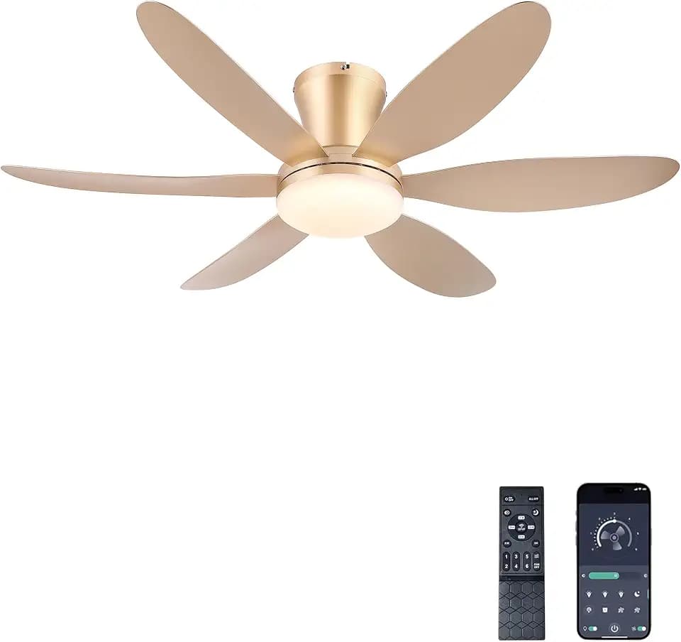 GJeg Ceiling Fans with Lights,42" Low Profile Ceiling Fan (Gold)