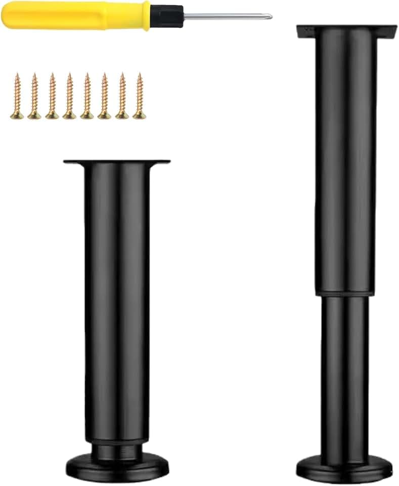 2 Stück Möbelfüße Verstellbar Schwarz 40-70 cm,Möbelfüße Höhenverstellbar,Metall Möbelbeine,Anti-Kratzer Möbelbeine für Schrank Fernsehschrank Bett Sofa Badezimmerschrank
