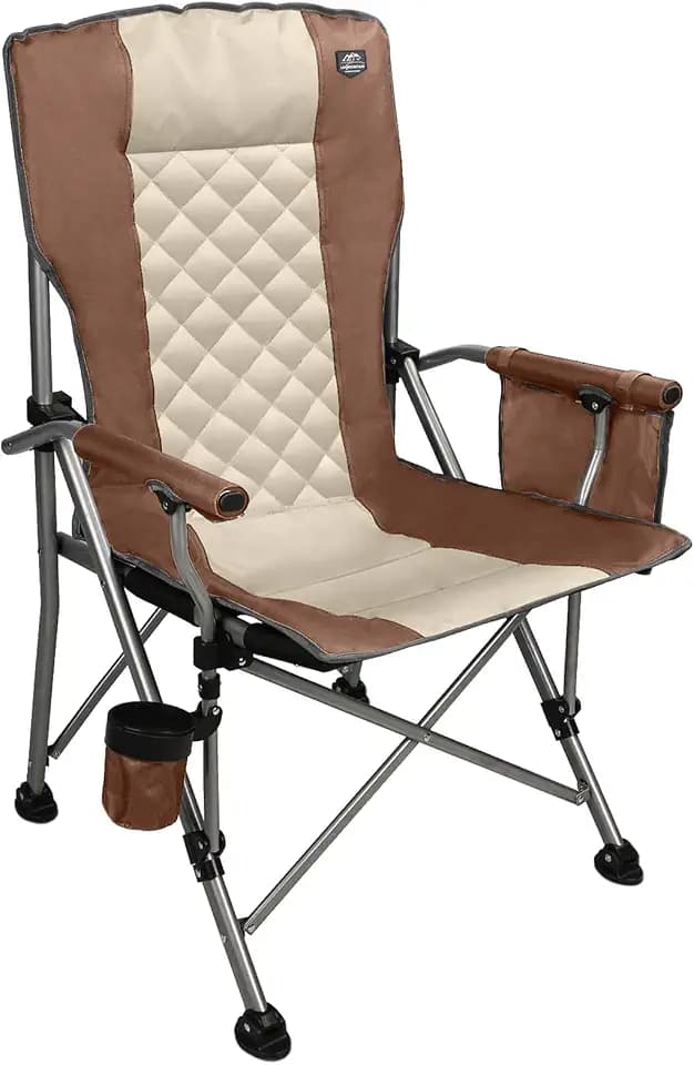 Folding Padded Camping Chair with Hard Armrest,Cup Holder,Heavy Duty for Adults,Paded Backrest,Portable Lawn Lightweight Outdoor Camp Chair,Support up to 400lbs