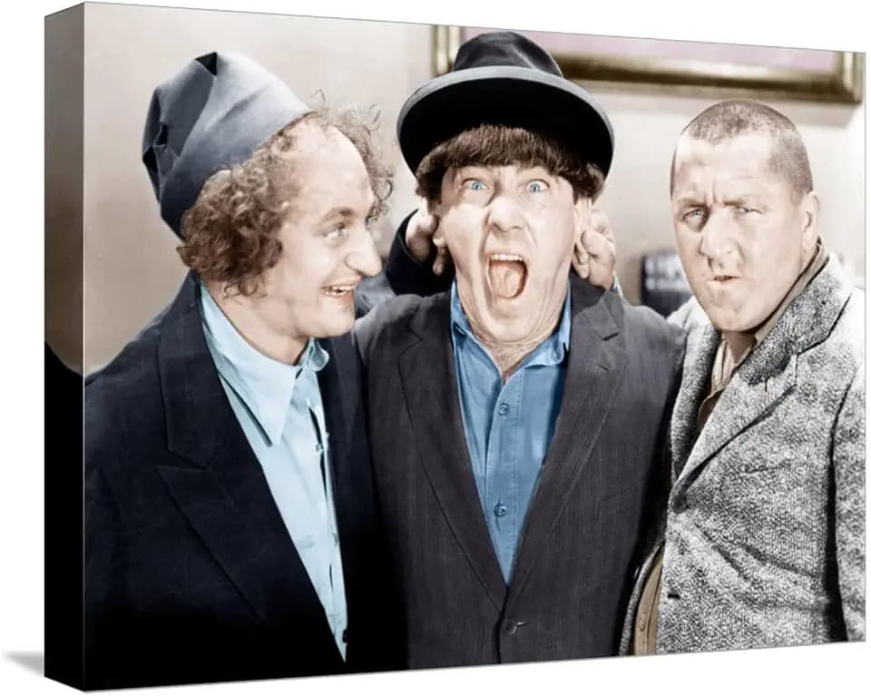 ART.COM Stretched Canvas Print The Three Stooges, from left: Larry Fine, Moe Howard, Curly Howard, ca. 1943, 16" x 12"