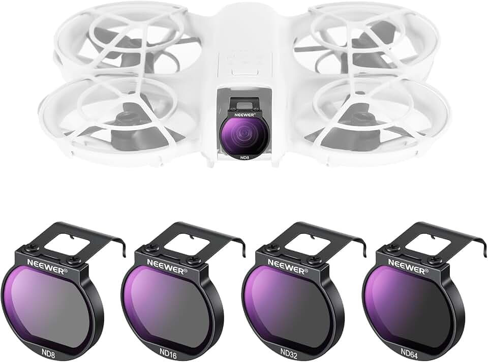NEEWER ND Filter Set für NEO Drone, 4er Pack, ND8/ND16/ND32/ND64 Graufilter, Drone Zubehör, schlankes, mehrfach beschichtetes optisches HD Glas, kompatibel mit DJI NEO, FL-N28