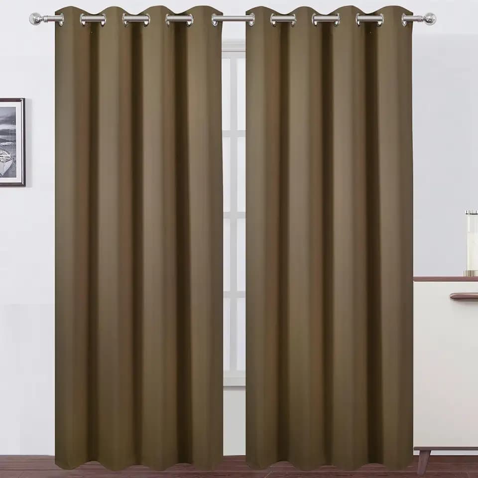 LEMOMO Blackout Curtains 66 x 84 inch/Brown Curtains Set of 2 Panels/Thermal Insulated Room Darkening Bedroom Curtains