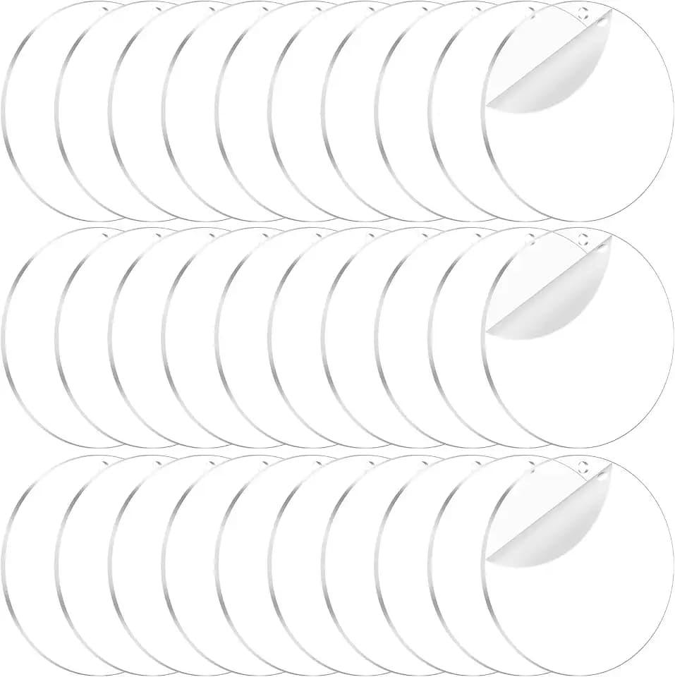 40PCS 3" Acrylic Keychain Blanks, Clear Acrylic Ornaments Blanks with Hole