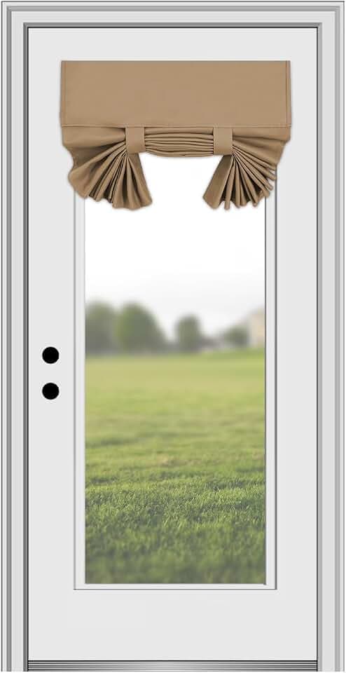 100% Blackout French Door Curtains, Wrinkle Free, Room Darkening, Blocks Light and Heat Through Glass. Drill-Free, Easy Installed Door Window Curtains. (Mocha,1 Panel, 26"x 72")