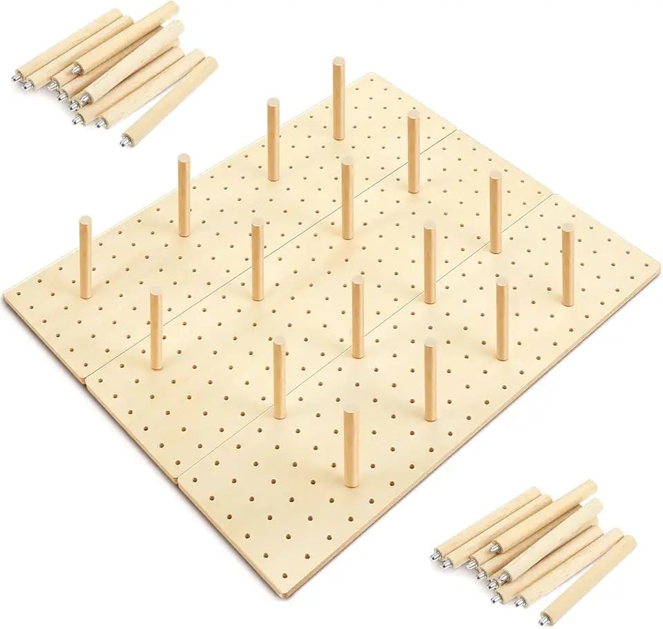 3 Pcs Wood Pegboard Drawer Organizer, Natural Wood, 21 x 5.91 Inch, Pine
