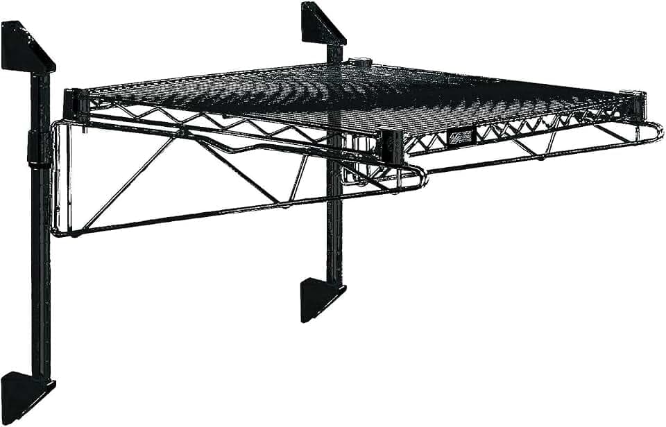 QUANTUM STORAGE SYSTEMS WC14-CB1836BK Wire Heavy Duty Wall Mount Cantilevers Posts 1 Shelves Black Epoxy 14" H x 36" W x 18" D