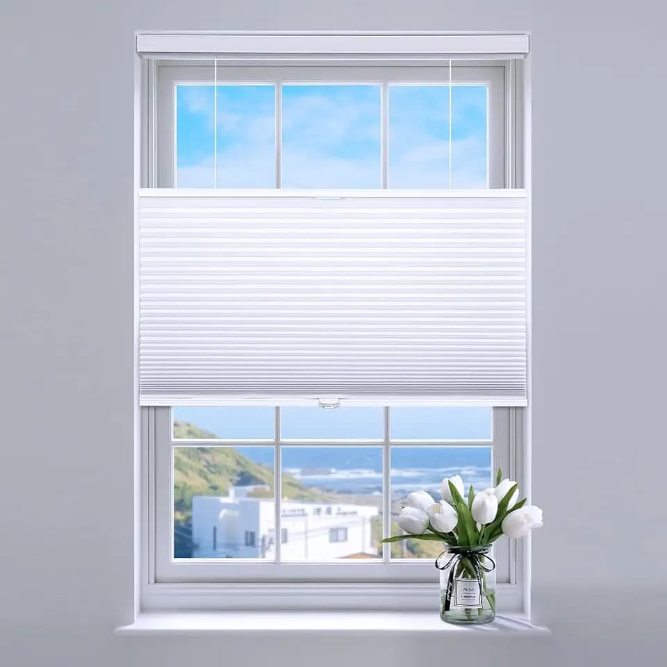 SUNFREE Top Down Bottom Up Cellular Shades 33" W x 64" H, White(Blackout)