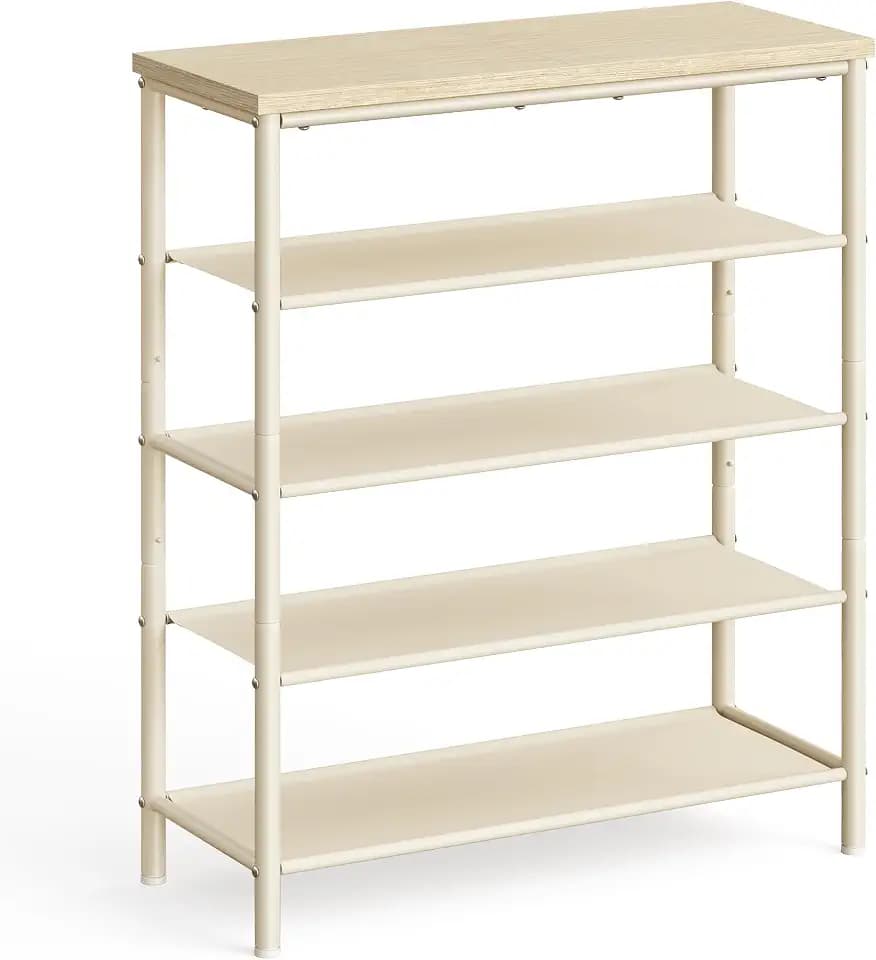 VASAGLE 5-Tier Shoe Rack, 12-16 Pairs, Steel Frame