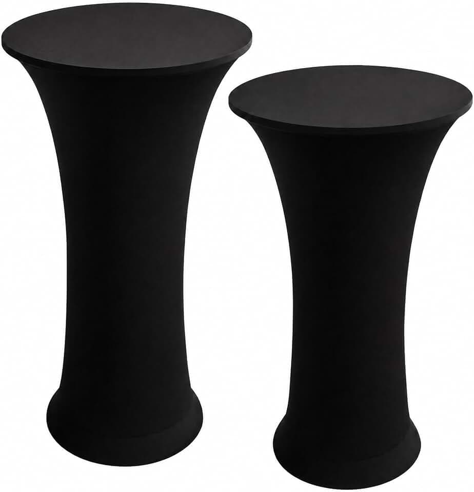 Cocktail Table Covers, 2 Pack 24x43 Inch Round Highboy Table Cloths, Black