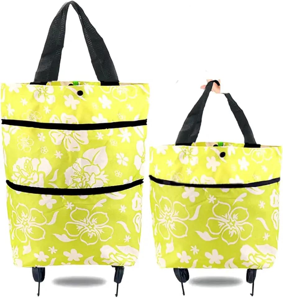 Foldable Wheeled Grocery Bag - Water-Resistant Rolling Tote