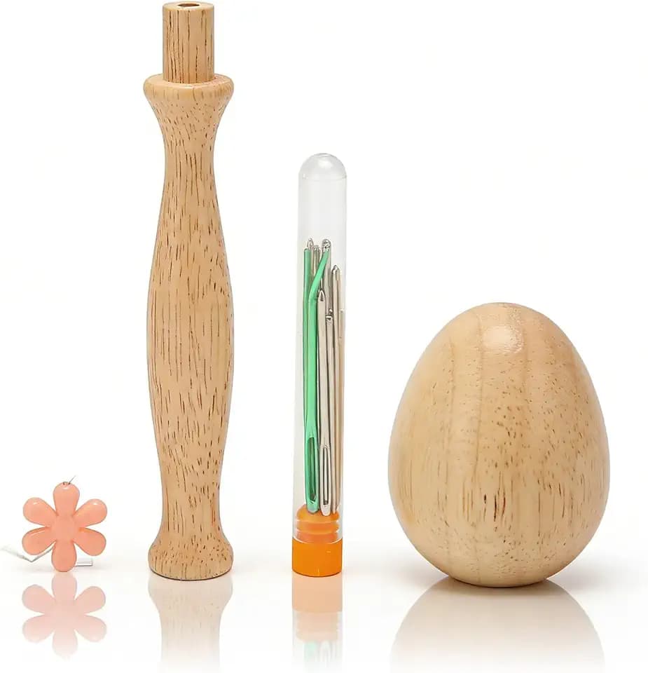 Stopfpilz, Stopfei, Stopf-Ei Für Socken, Stopfpilz Holz Stopf-Ei Aus Holz, Stopf-Zubehör-Set Mit Nadel Mit Großem Öhr, Erwachsene, Darner, DIY, Handarbeit, Heim-Nähpflege