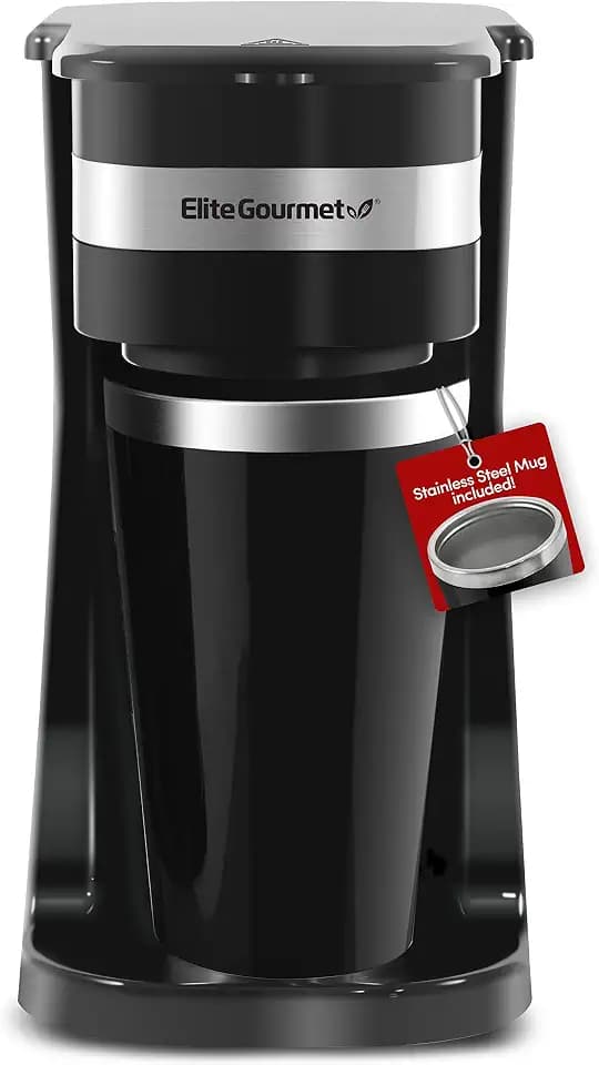 Elite Gourmet EHC114 Personal Single-Serve Compact Coffee Maker, Black