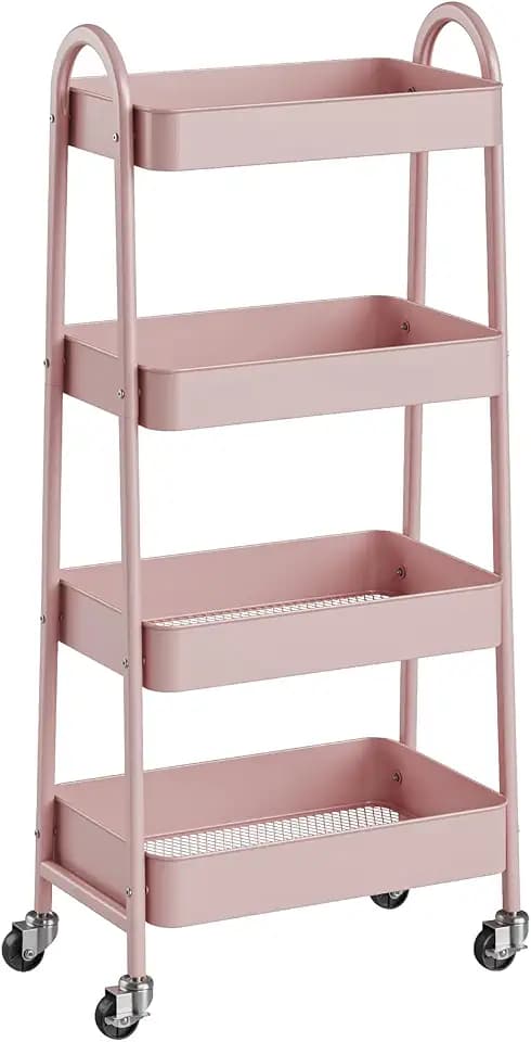 NEWBULIG 4-Tier Metal Rolling Storage Utility Cart with Lockable Wheels