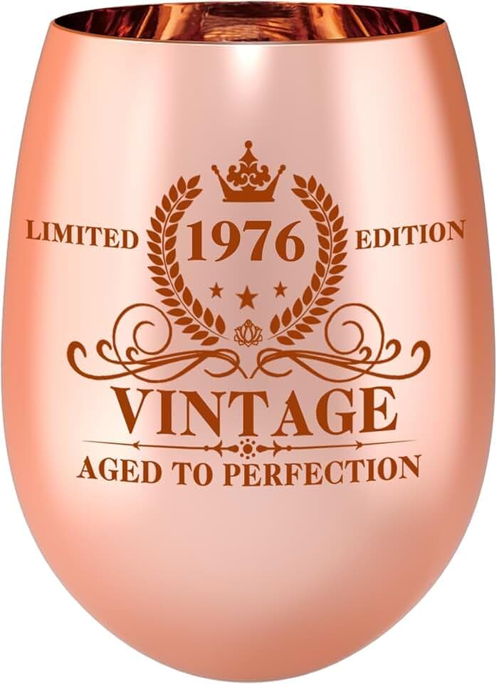 1976 50th Birthday Wine Glass Gifts for Women Her Wife Mom Sister Bestie