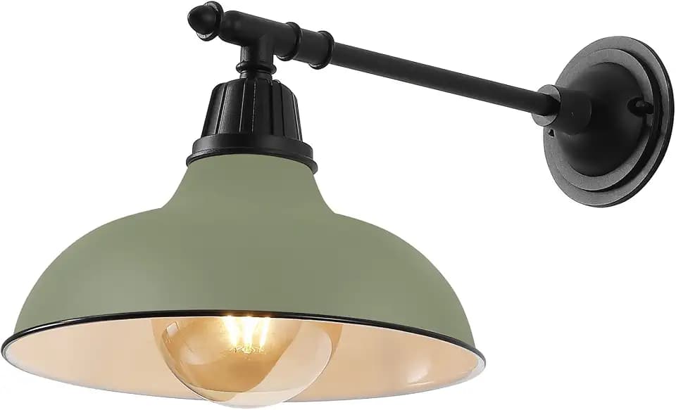 JONATHAN Y Wallace 1-Light Outdoor 12.25" Wall Sconce, Olive Green/Black