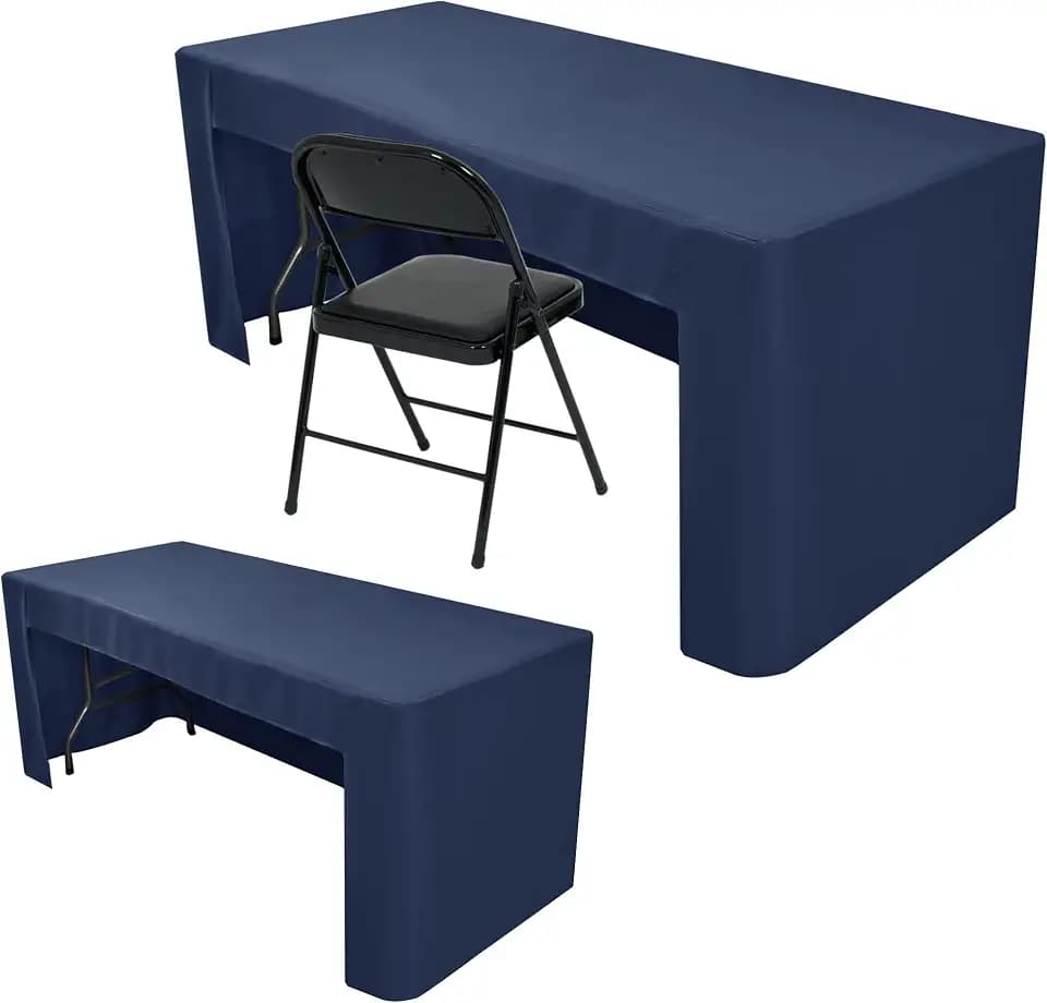 Navy Tablecloths For 6 Ft Rectangle Table With Open Back For Vendor 2 Pcs