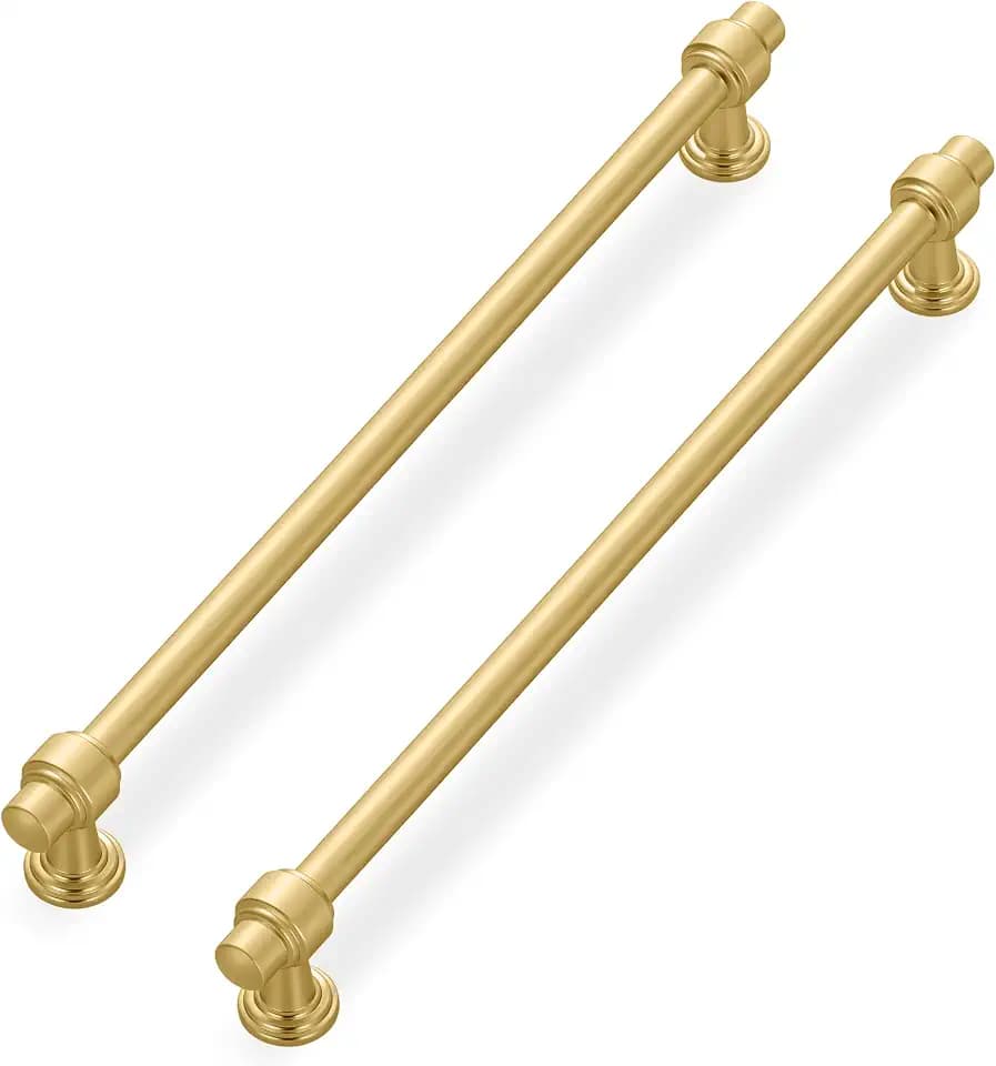 Lardmon 10 Pack 12.6 Inch(320mm) Hole Center Brushed Gold Modern Cabinet Pulls Kitchen Cabinet Handles Kitchen Cabinet Hardware Timeless Drawer Vanity Pulls, B-Gold(12.6x10)