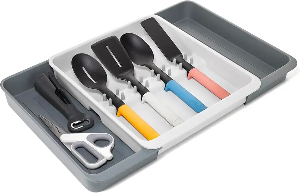 Joseph Joseph DrawerStore Expanding Utensil and Gadget Organizer, Expandable Tray for Kitchen Drawer, Recycled Plastic